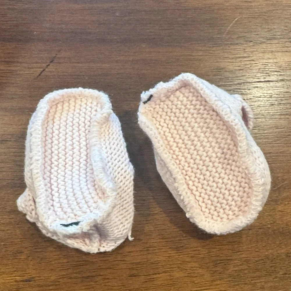 Baby Shoes — Pink Cotton Knit / Crochet
